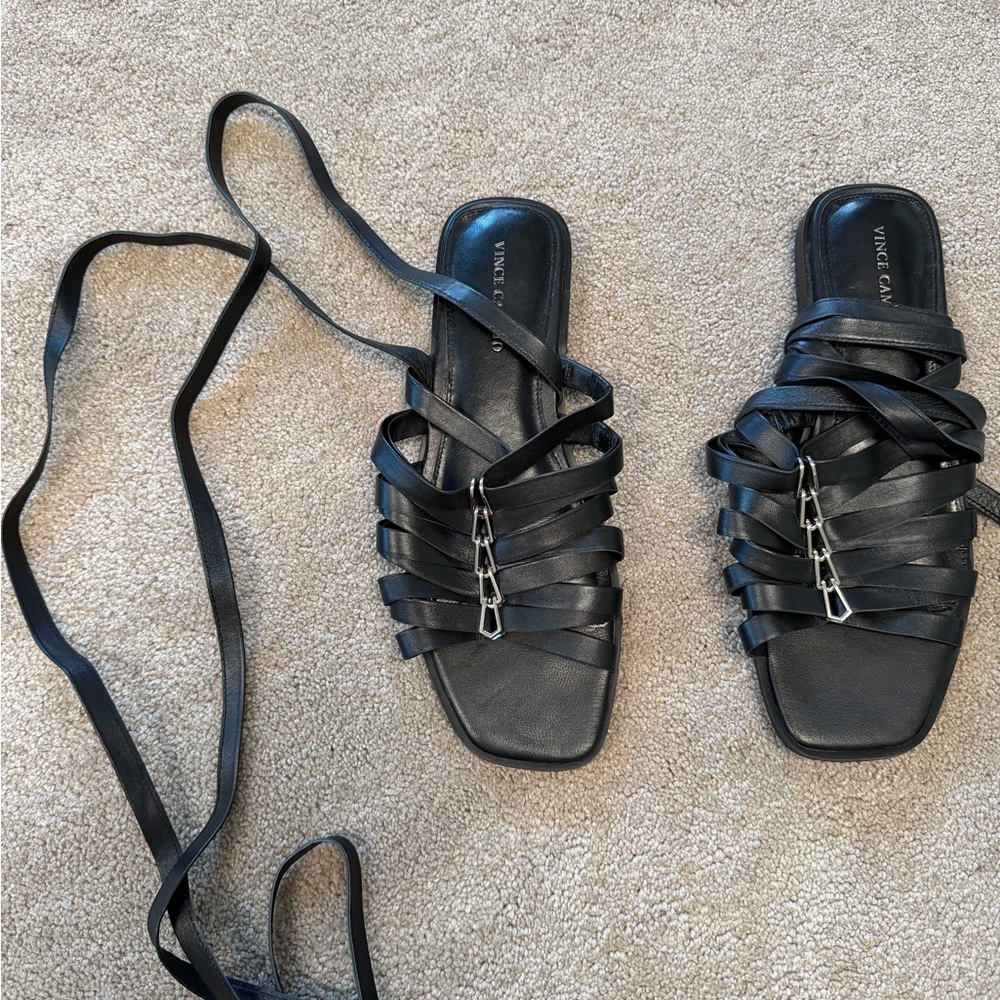 Vince Camuto Black Leather Strappy Sandals